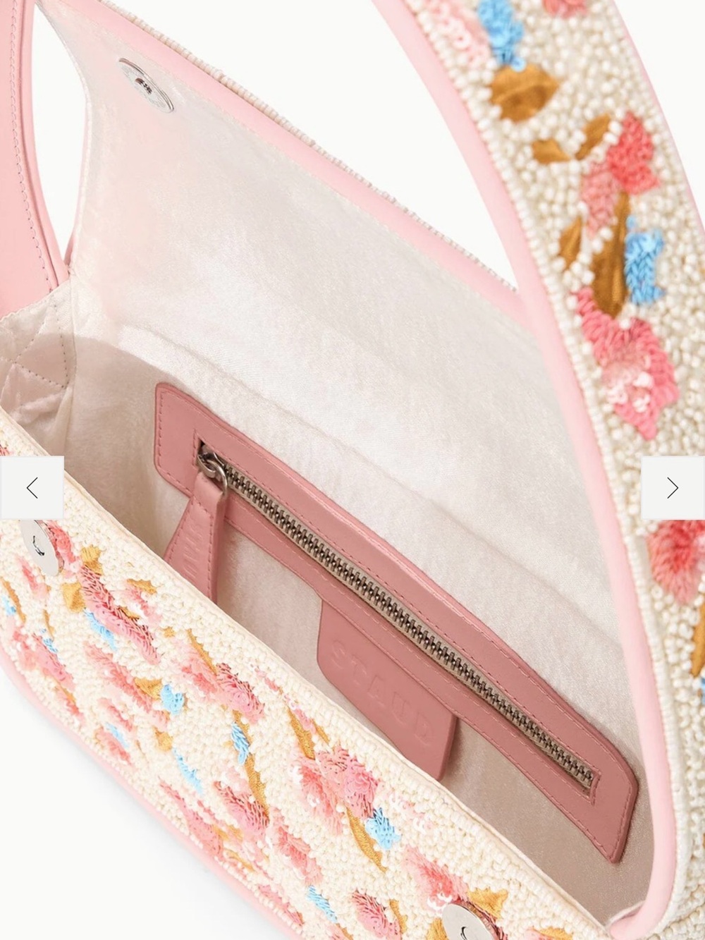 STAUD Pink Floral Beaded Shoulder Bag - Picture 5 of 6
